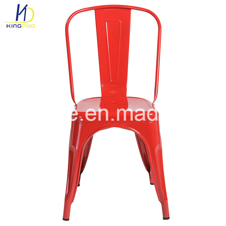 Xavier Pauchard Style Black Side Chair with Elm Wood Seat Metal Tolix Chair