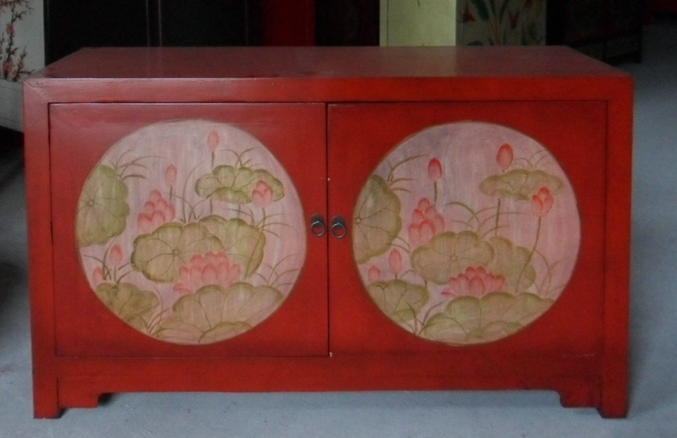 Chinese Antique Furniture 2 Doors Painted Cabinet Lwb851