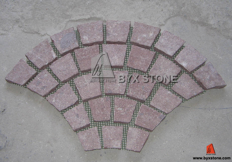 Ocean Red Porphyry Flamed Cobblestone on Mesh