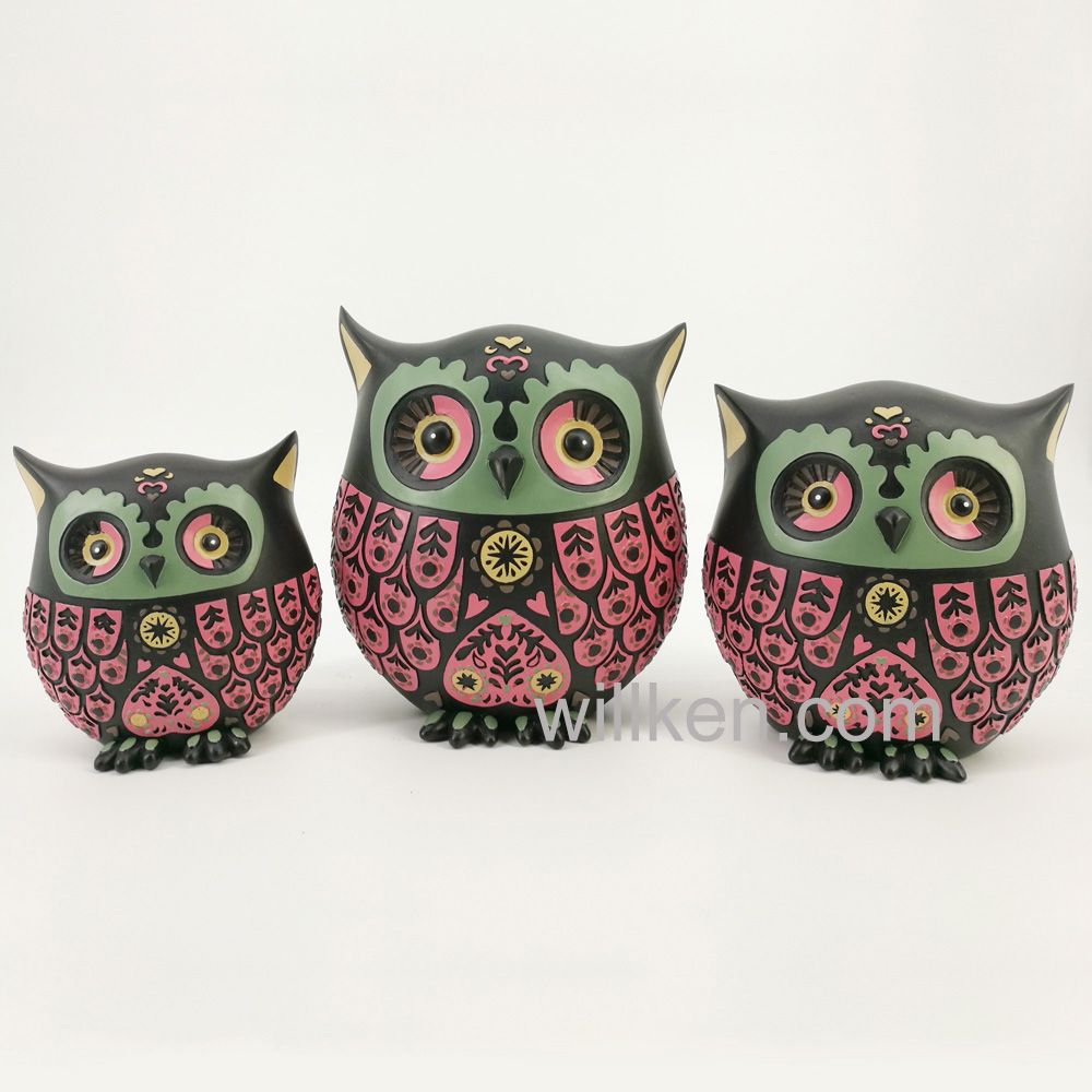 2017 New Wholesale Multicolor Polyresin Owl Shape Sculpture