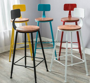 American, Wrought Iron Chair, Bar Chair Contracted Retro Bar Chair Solid Wood Bar Chairs Do Old Stool Chair Sitting Room (M-X3449)