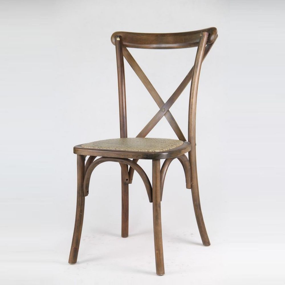 Metal and Wood Cross Back Chairs