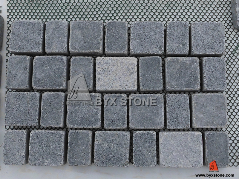 Dark Grey Mixed with Light Grey Granite Cobble Stone