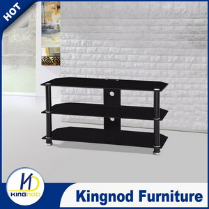 Modern Design Cheap Black Glass Metal TV Stand