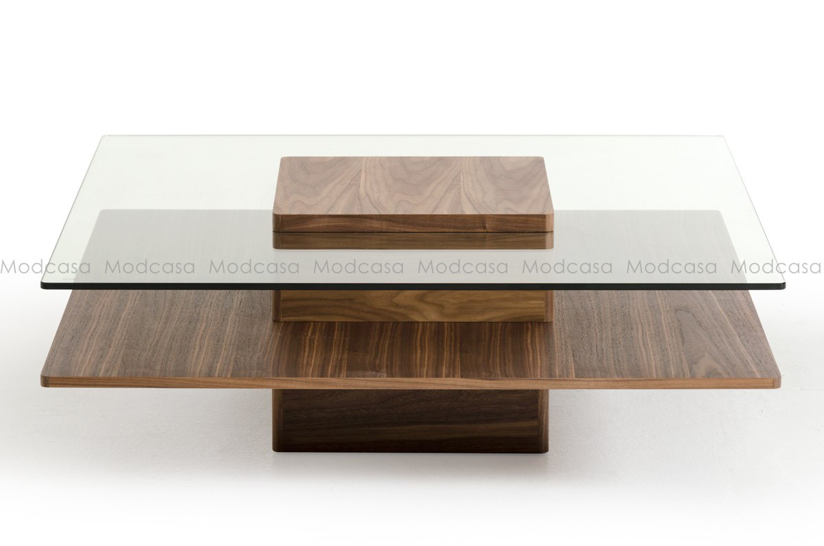 Pomotional Square Glass & Wood Jesper Coffee Table