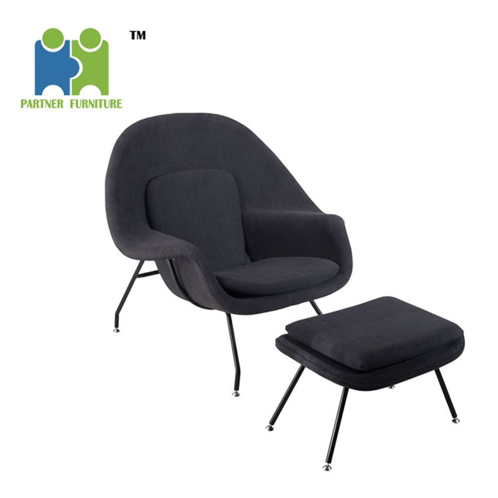 Popular Red Fabric Powder Coating Steel Legs Leisure Chairs with Ottoman (STAN)