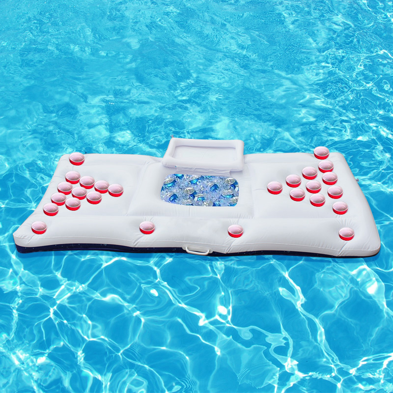170cm 67inch 28 Cup Hole Inflatable Beer Pong Table Pool Float New Summer Water Party Fun Air Mattress Ice Bucket Hot