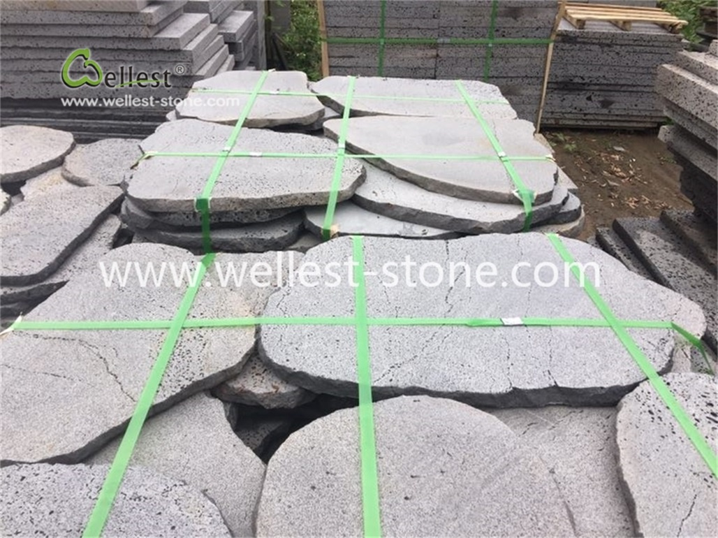 Garden Stone, Stone Steppers, Round Random Shape Basalt Stepping Stone