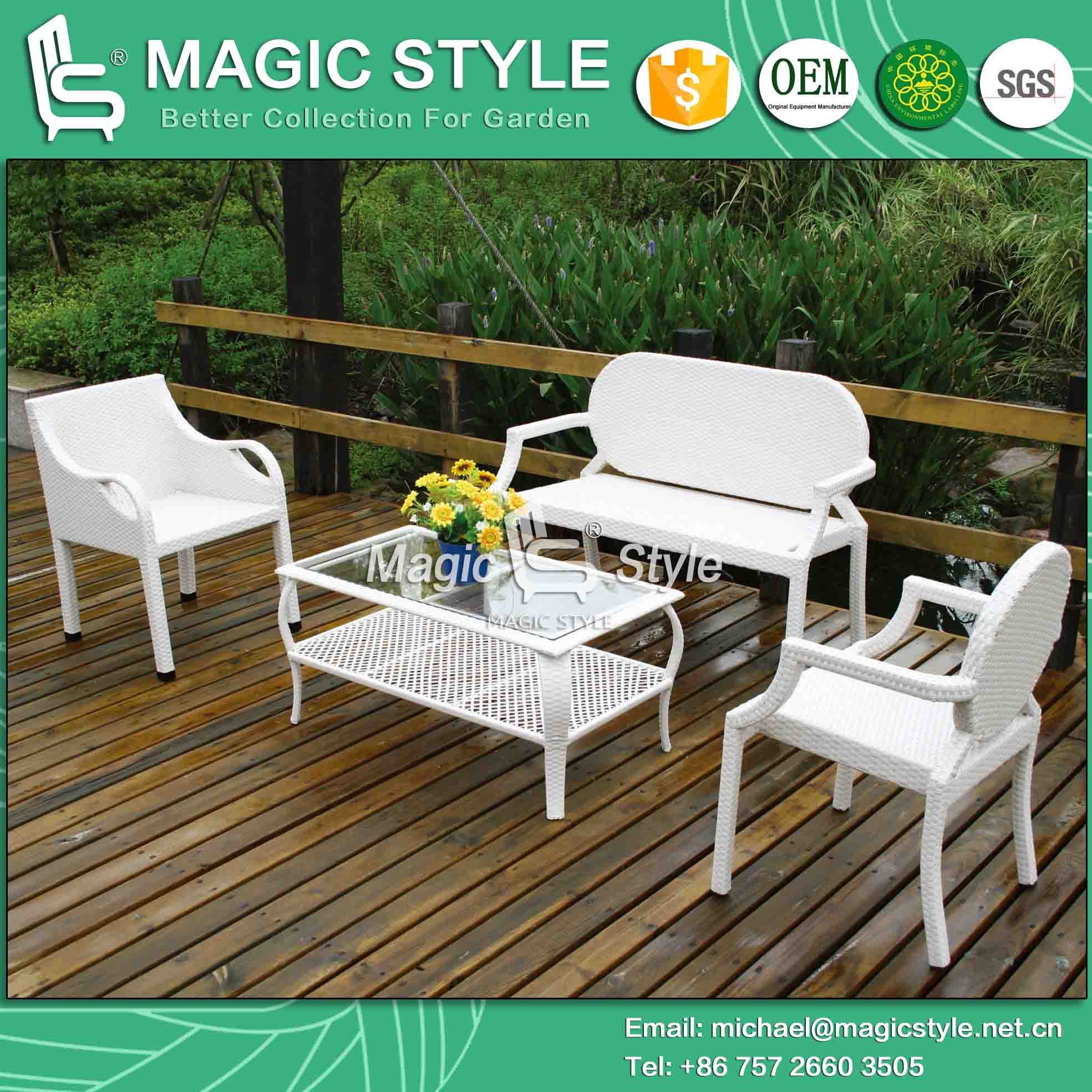 Simple Patio Sofa Set Rattan Sofa Set Synthetic Wicker Sofa Set (Magic Style)