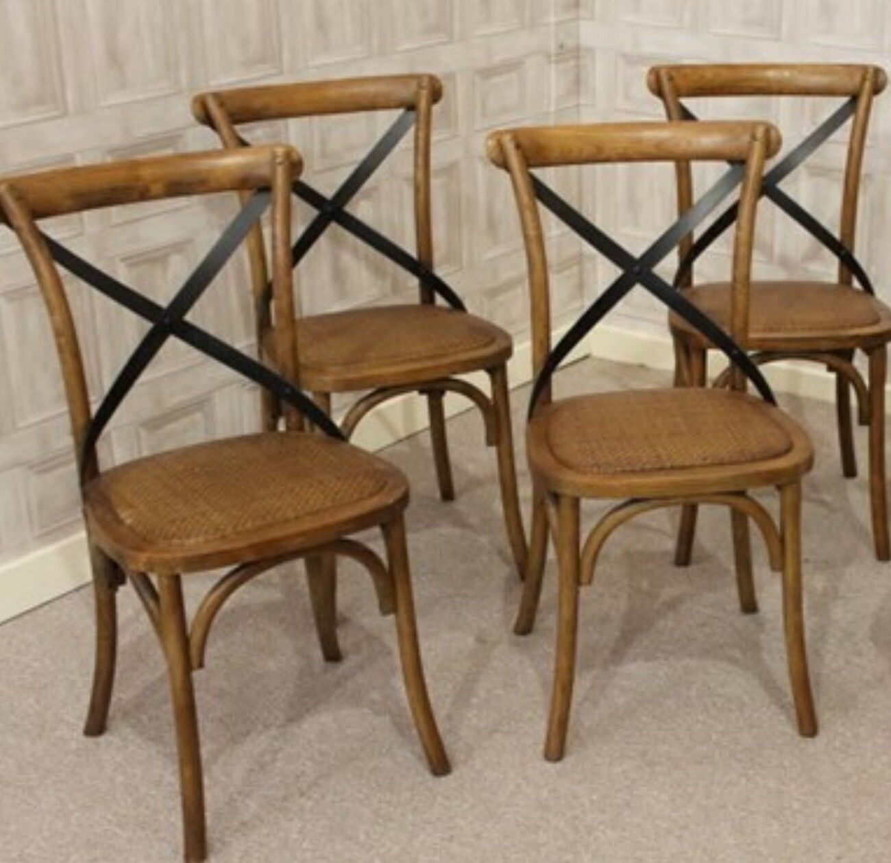 Stacking Wooden Cross/X Back Chair with Iron Back