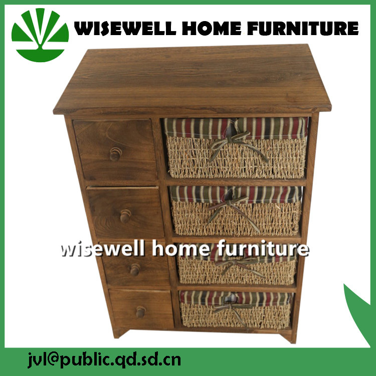 Wood Living Room Cabinet with 4 Rattan Drawer (W-CB-429)