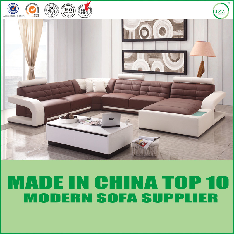 Living Room L Shape Genuine Leather Sofa Bed
