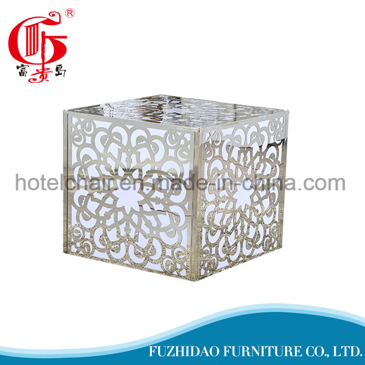 2017 Square Modern Glass Dining Table with LED Light