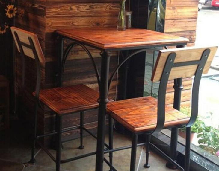 Antique Wooden Dining Table with Metal Leg M020