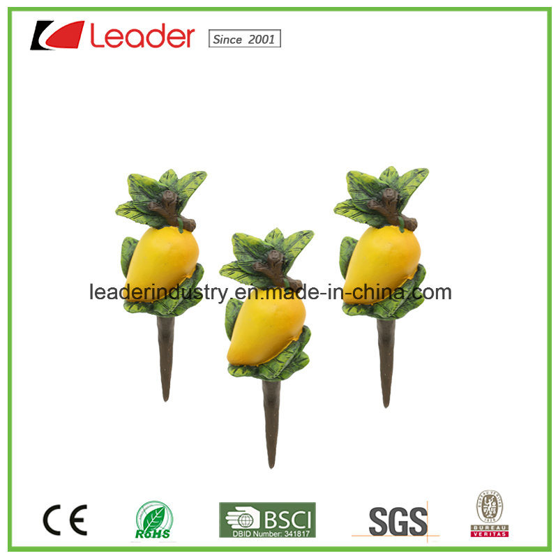 Mini Polyresin Mango Fruit Figurine Stakes for Home and Garden Decoration