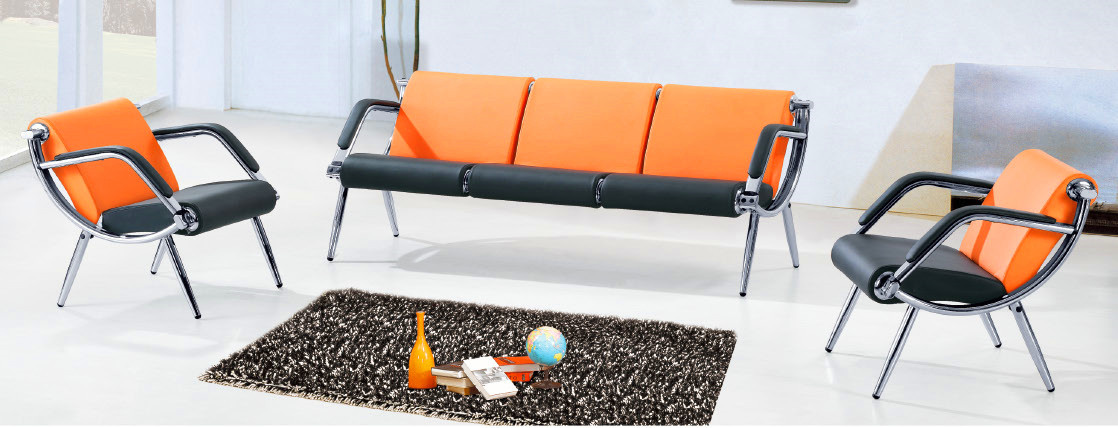 Modern Furniture Leather Office Sofa with Metal Base