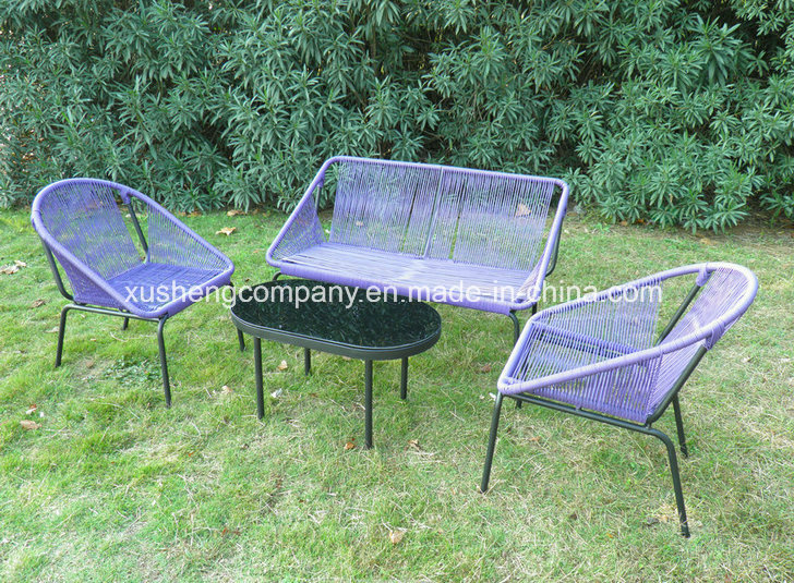 The Simple Design of The Rattan Sets with Glass Coffee Table