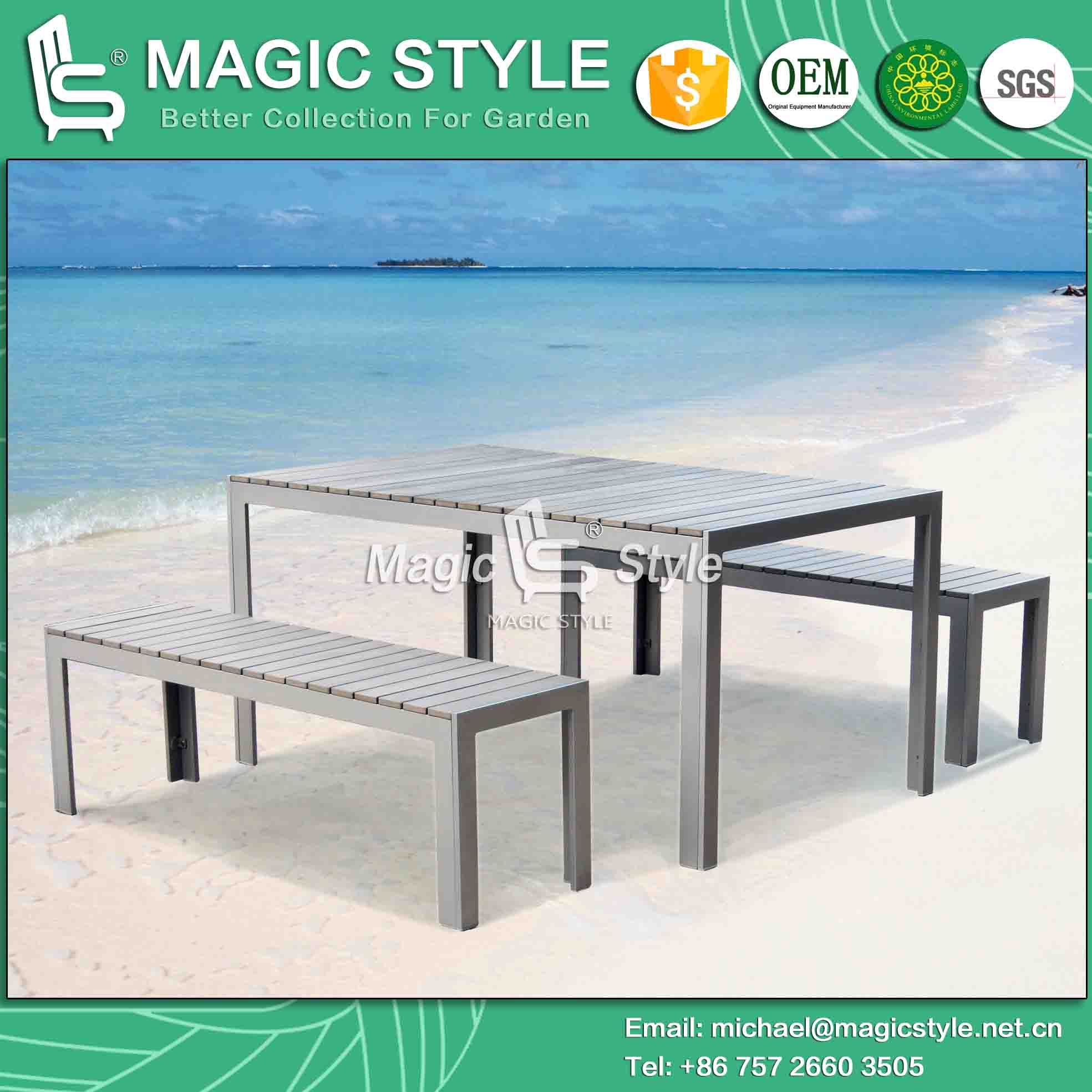 Poly Wood Dining Set Aluminum Dining Stool Patio Dining Stool Outdoor Dining Set (Magic Style)