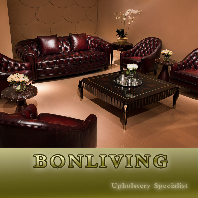 Classic Antique Chesterfield Red Leather Sofa (A4)