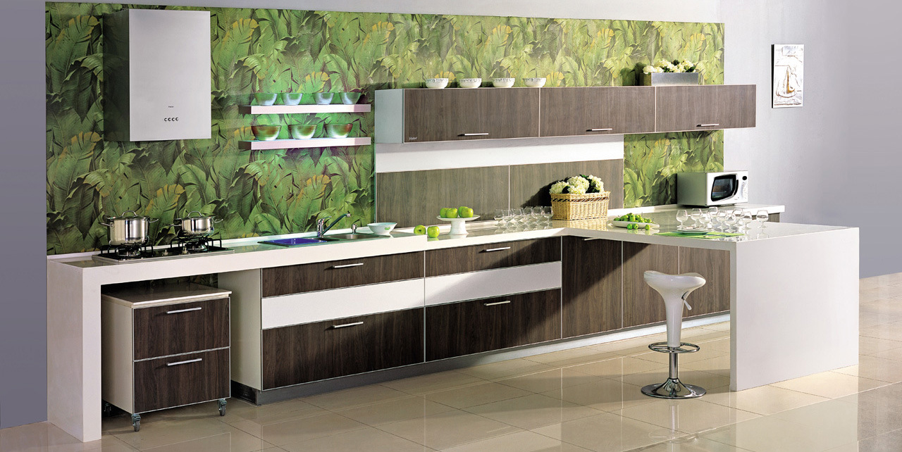 New Design UV Wooden Kitchen Cabinet (FY587)