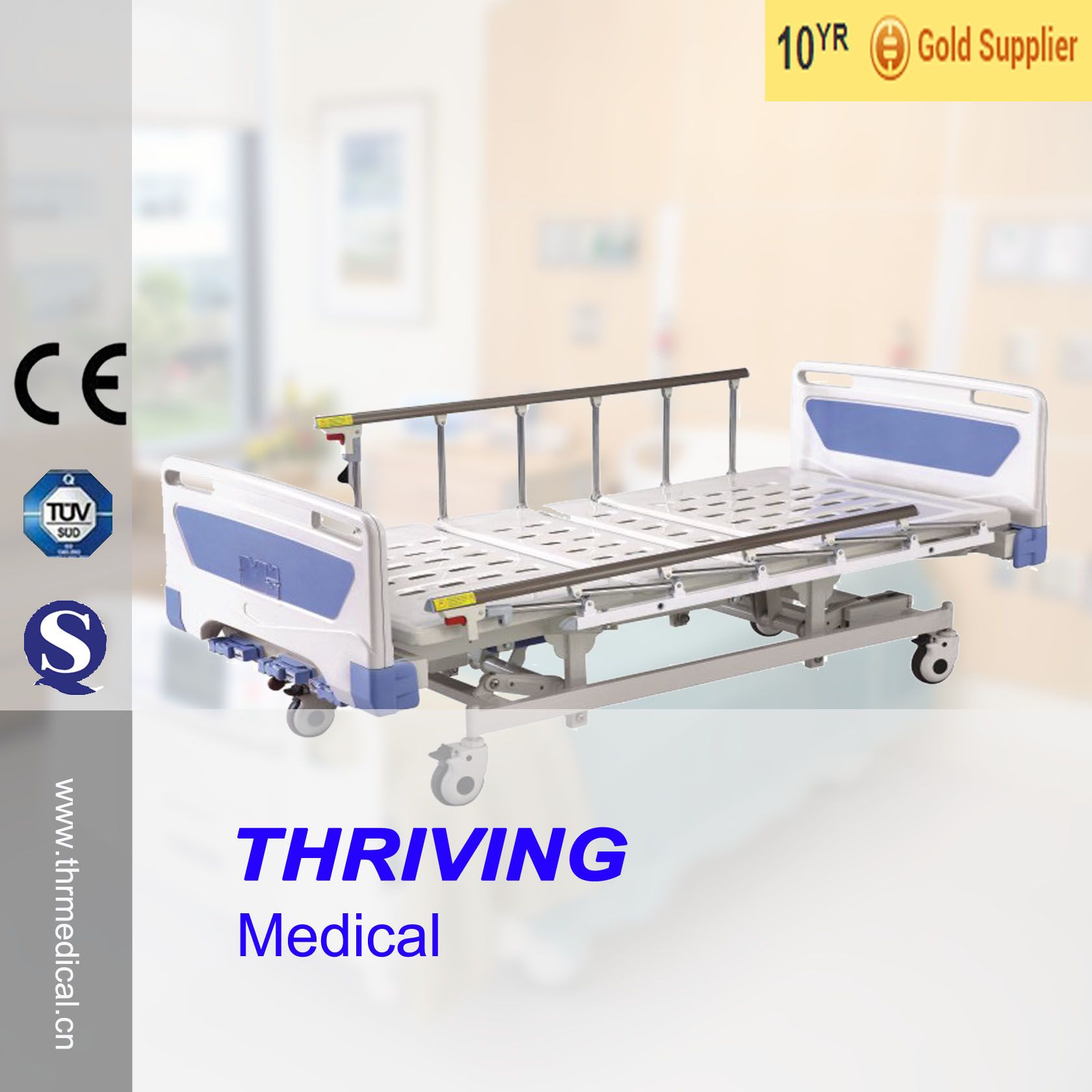 3-Crank 5 Functions Manual Hospital Bed
