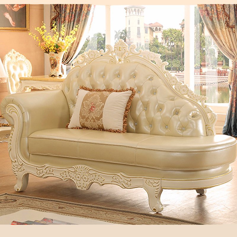 Luxury Wooden Chaise Lounge with Optional Sofa Leather Color (92F)