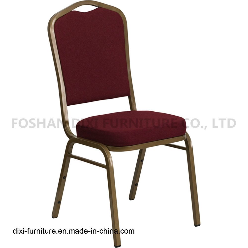 Hotel Furniture Crown Back Stacking Banquet Chair with Burgundy Fabric and Mould Foam