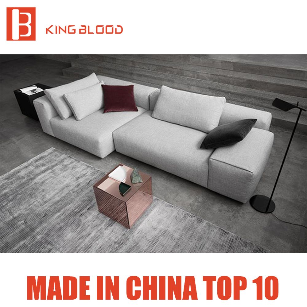 Living Room Furniture White Fabric Leather Sectional Sofa Couch