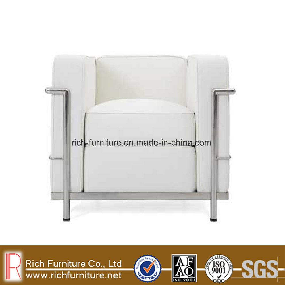 Modern Classic Office Leather Sofa with Stainless Frame (LC2)