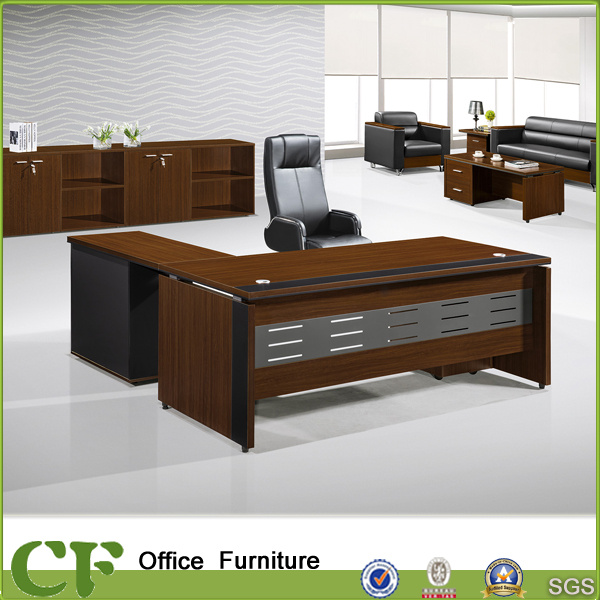 Dark Office Desk with Metal Modestry Panel