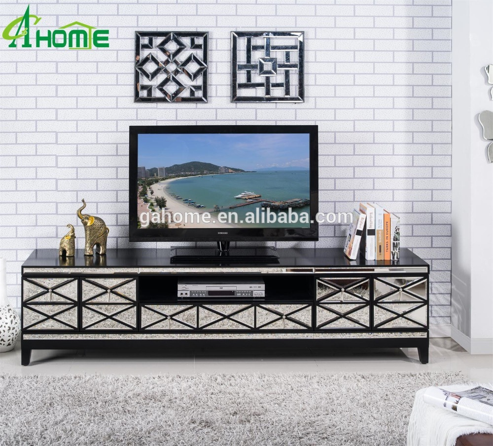 2017 Modern TV Stand Mirrored Cabinet