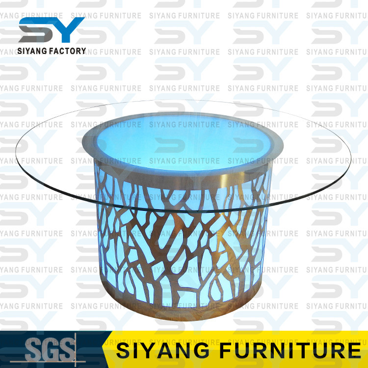 Stainless Steel Furniture Round Outdoor Table Glass Dining Table