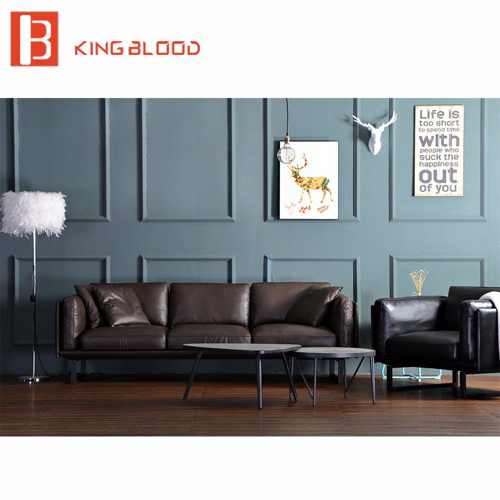 Modern Dubai Style Brown Nappa Leather Lobby Sofa Furniture Design