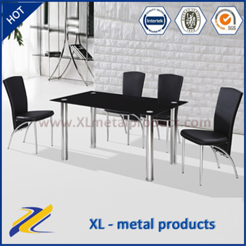 2016 Modern Metal Chrome Legs Glass Dining Table