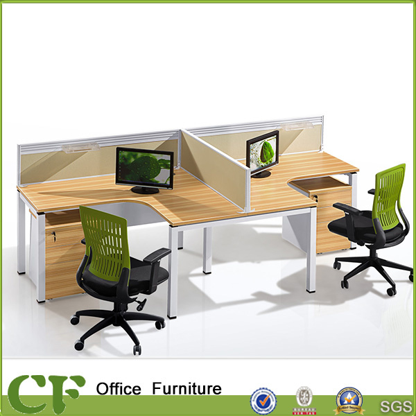 L Shape Office Furniture 2 Person Workstation with Groove Fabric