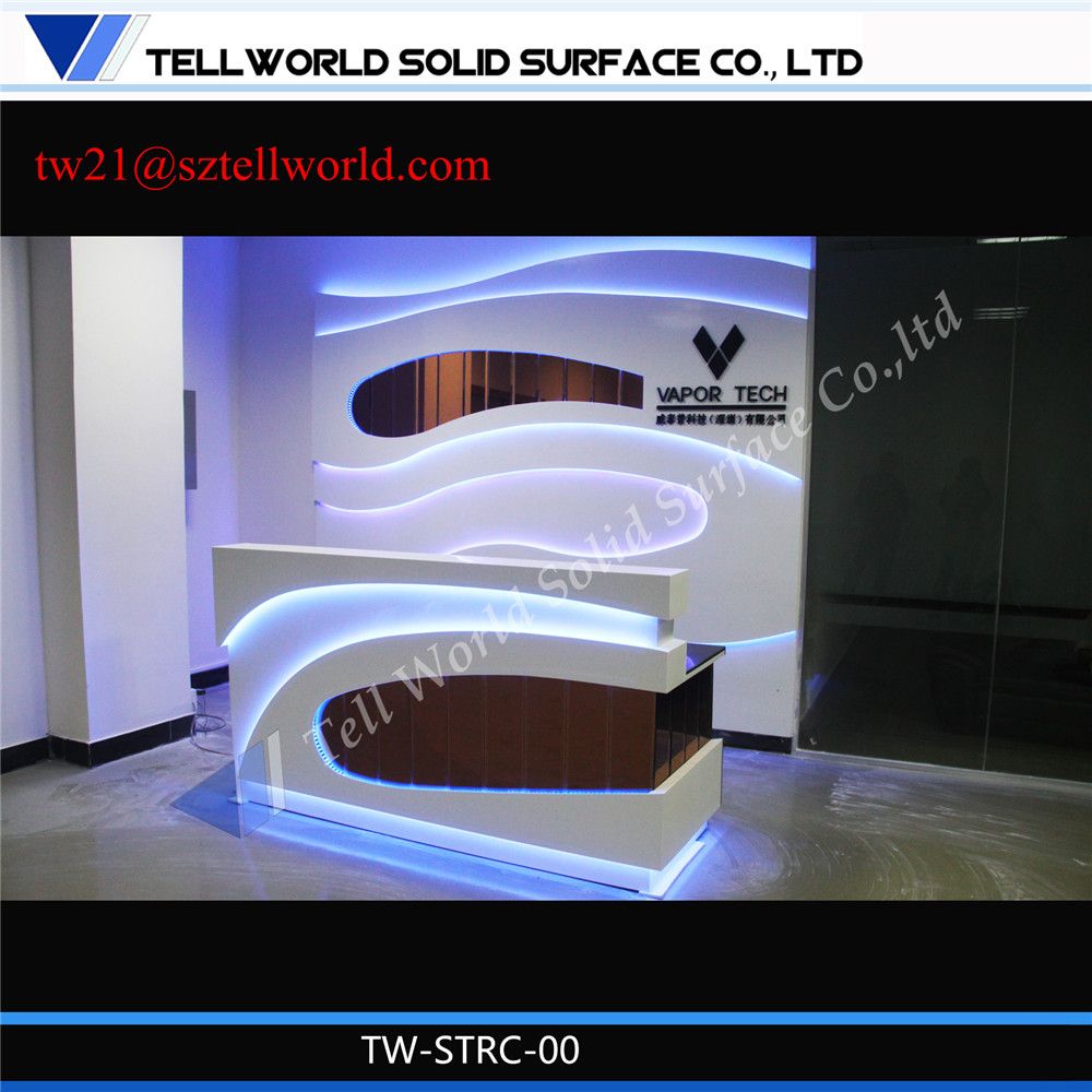 Fitness Center Tall Salon Reception Desk with Back Wall Display