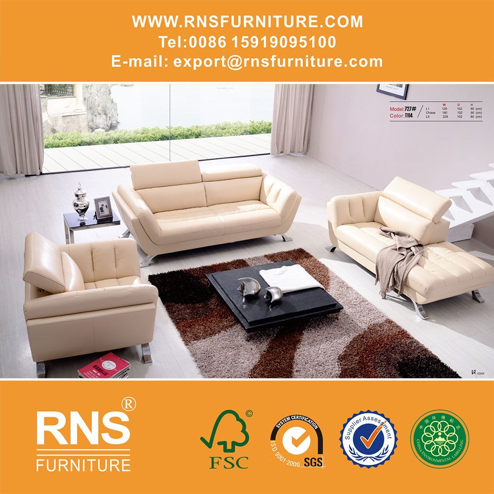 2017 Italian Design Home Furniture 1+3+Chaise Leather Sofa 727#