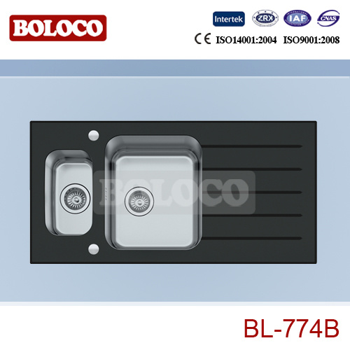 Black Glass Kitchen Sink (BL-774B)