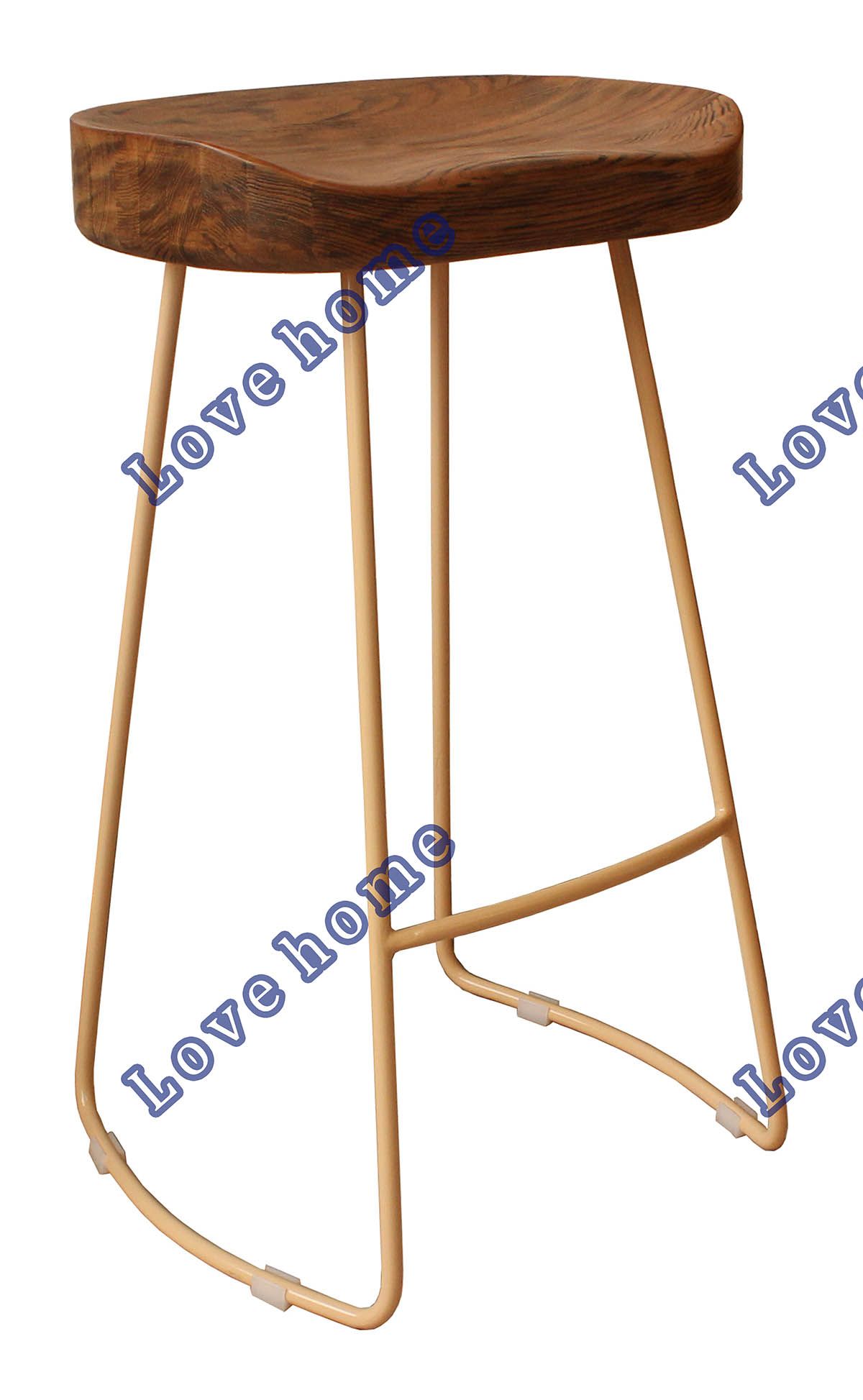 Modern Restaurant Leisure Metal Wooden Bar Stools