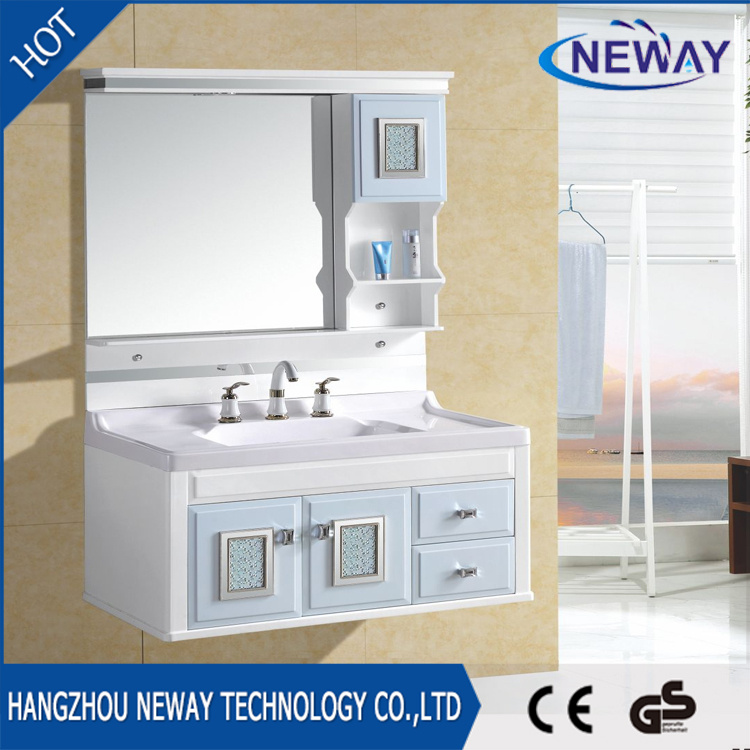 Wall Hung PVC Single Sink Bathroom Floating Cabinets