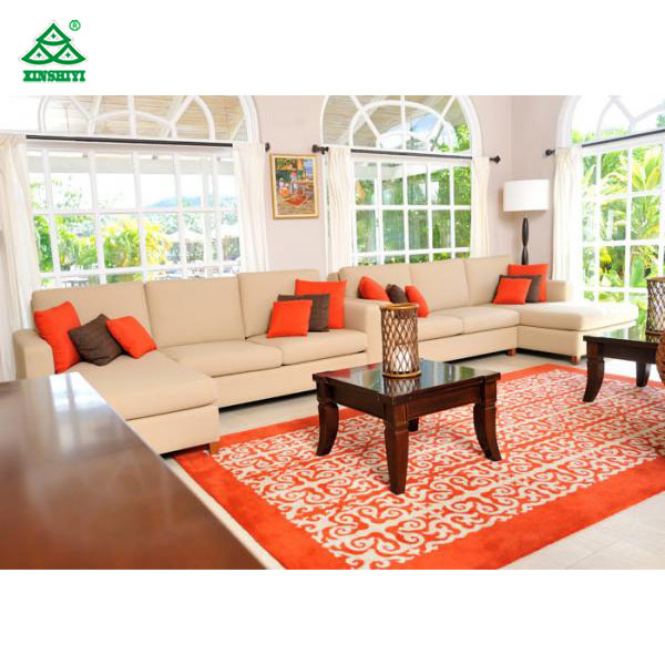 Sectional Sofa and Coffee Table Wooden Lobby Furniture for Hotel Living Room