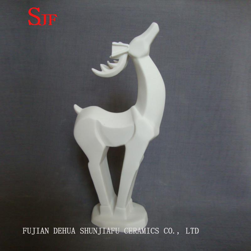 White Ceramic Decoration Animals Figurine Milu Deers Porcelain Sculptures Reindeers Crafts Christmas