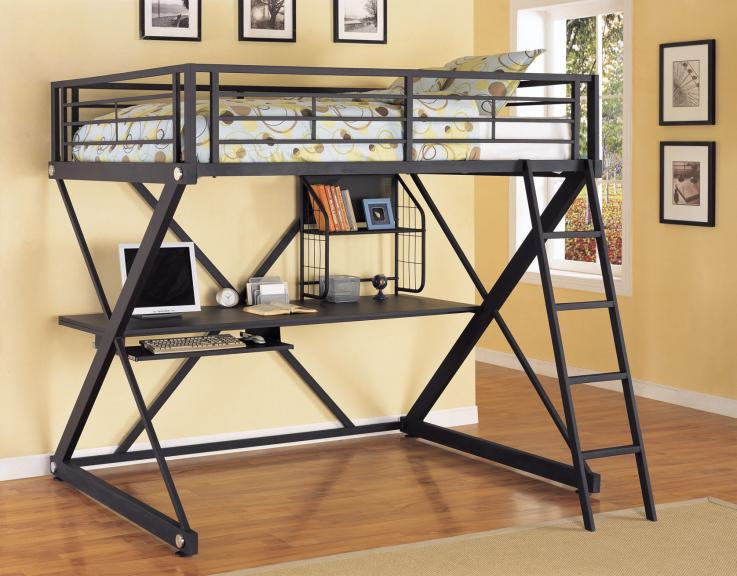 Metal Loft Bed with Desk