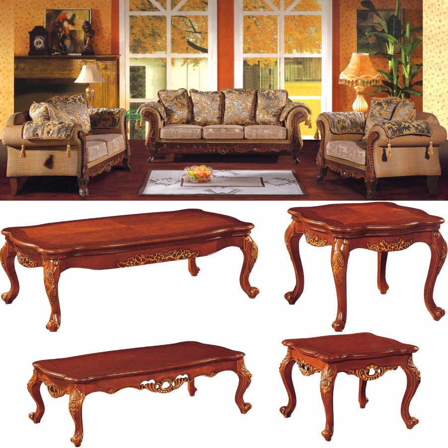 Living Room Furniture with Wood Sofa Set (92)