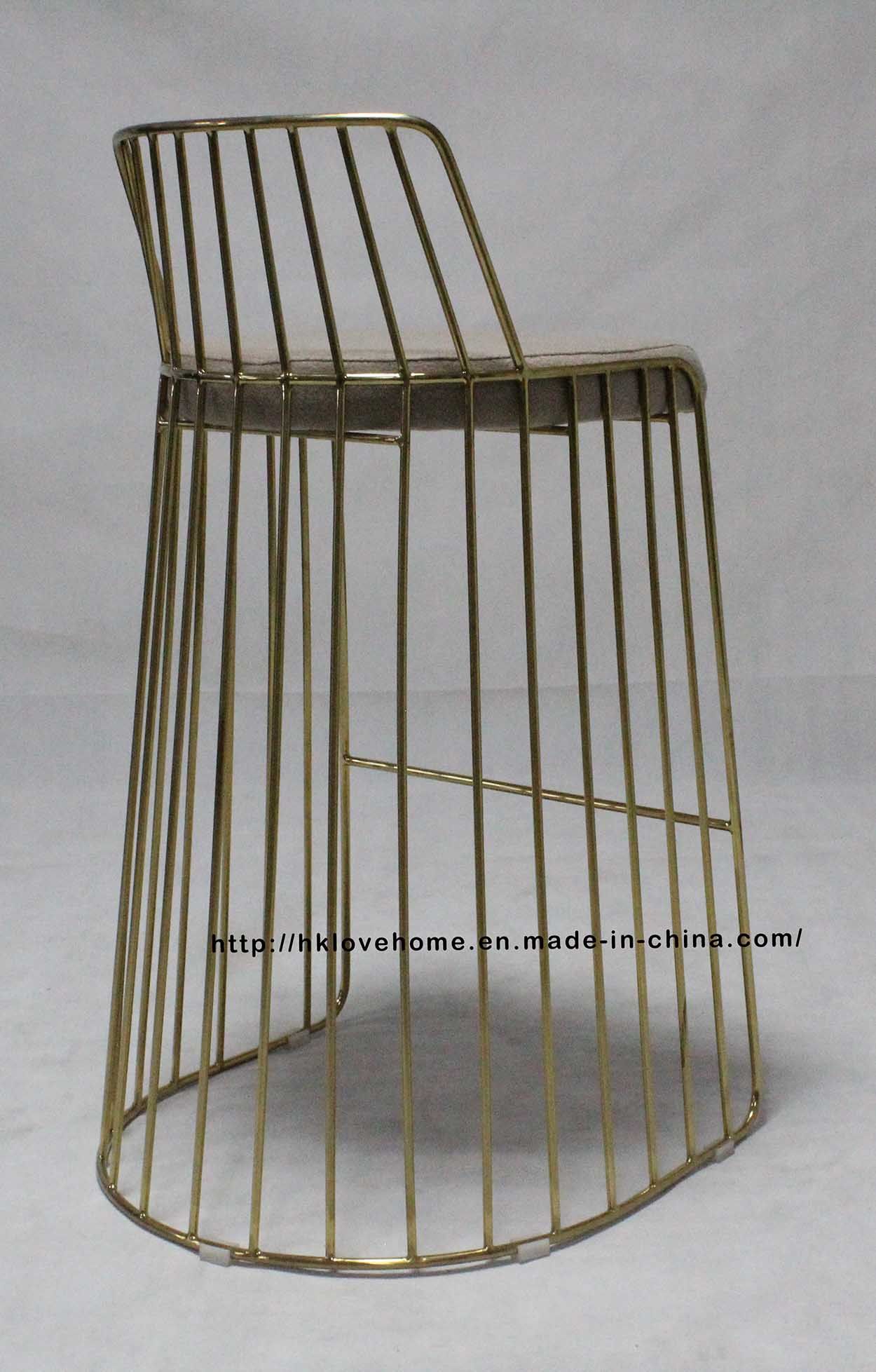 Metal Restaurant Outdoor Furniture Light Gray Wire Dining Bar Chairs