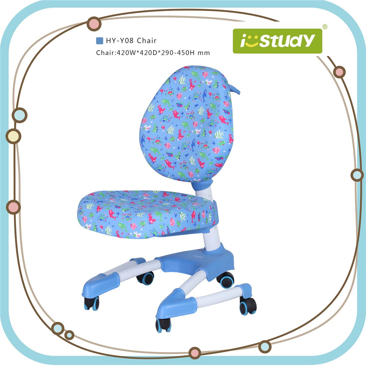 Fashionable Protective Safety Metal Swivel Kid Chair Adjustable Chair