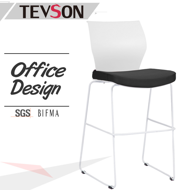 Modern and Leisure High Legs Bar Chair with Plastic Back and Soft Seat