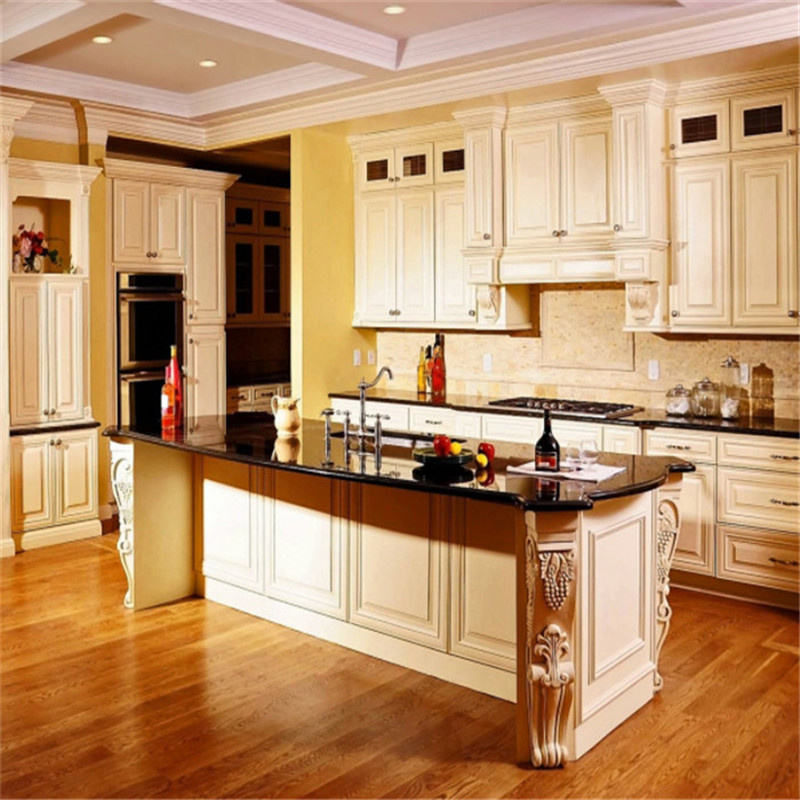 White Paint Solid Wood Kitchen Cabinet with Toe-Kick Drawer