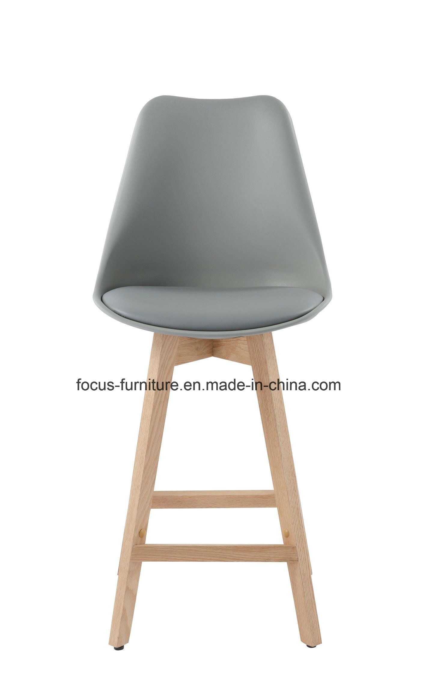Good Quality Club Soft PU Cushion High Bar Stool with Wooden Legs