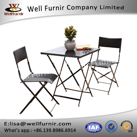 Well Furnir T-016 PE Weave Rattan Effect Foldable Bistro Set